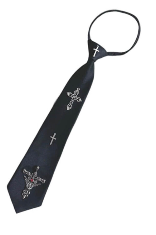 Carved Metal Crosses Tie
