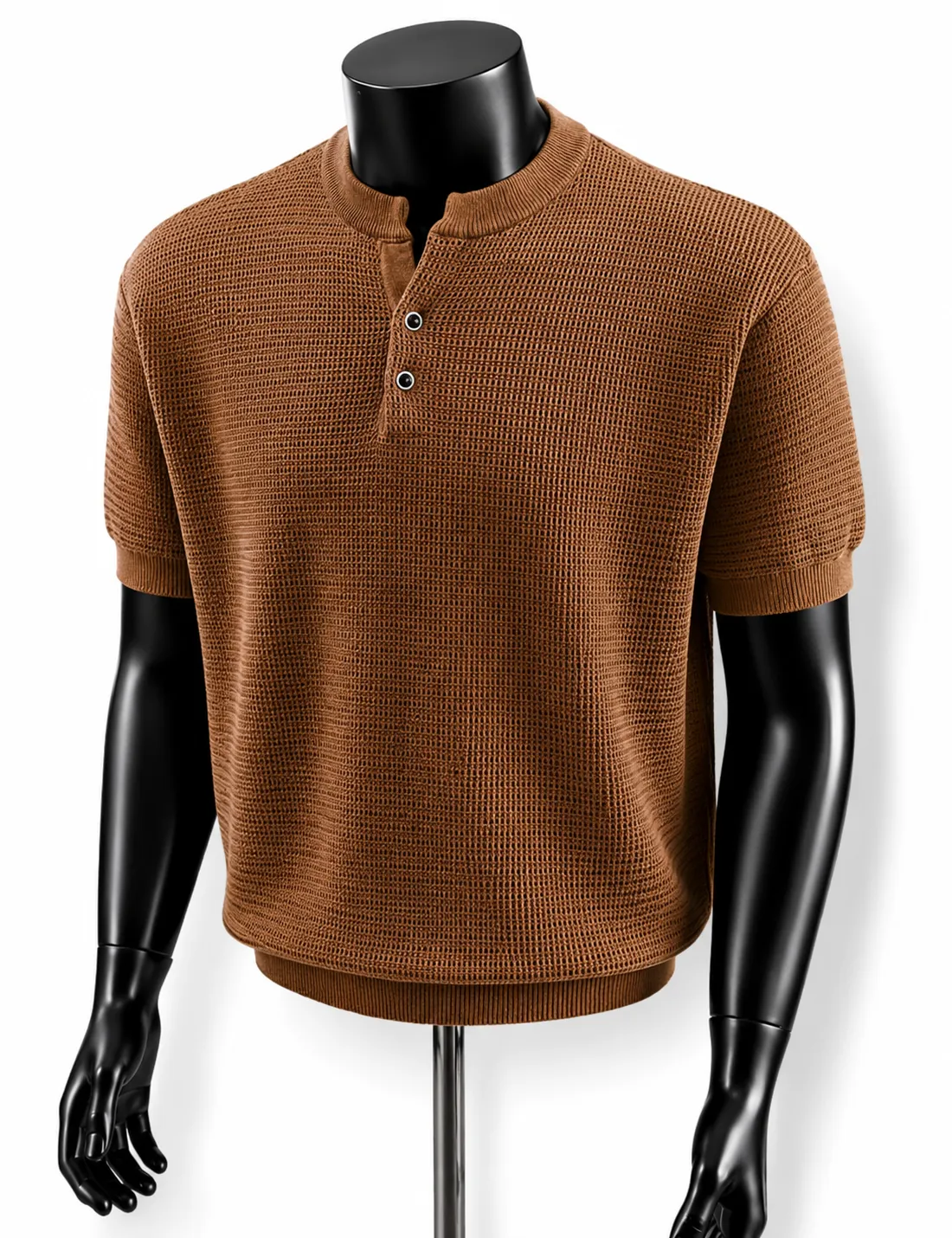 Textured knit Henley t-shirt